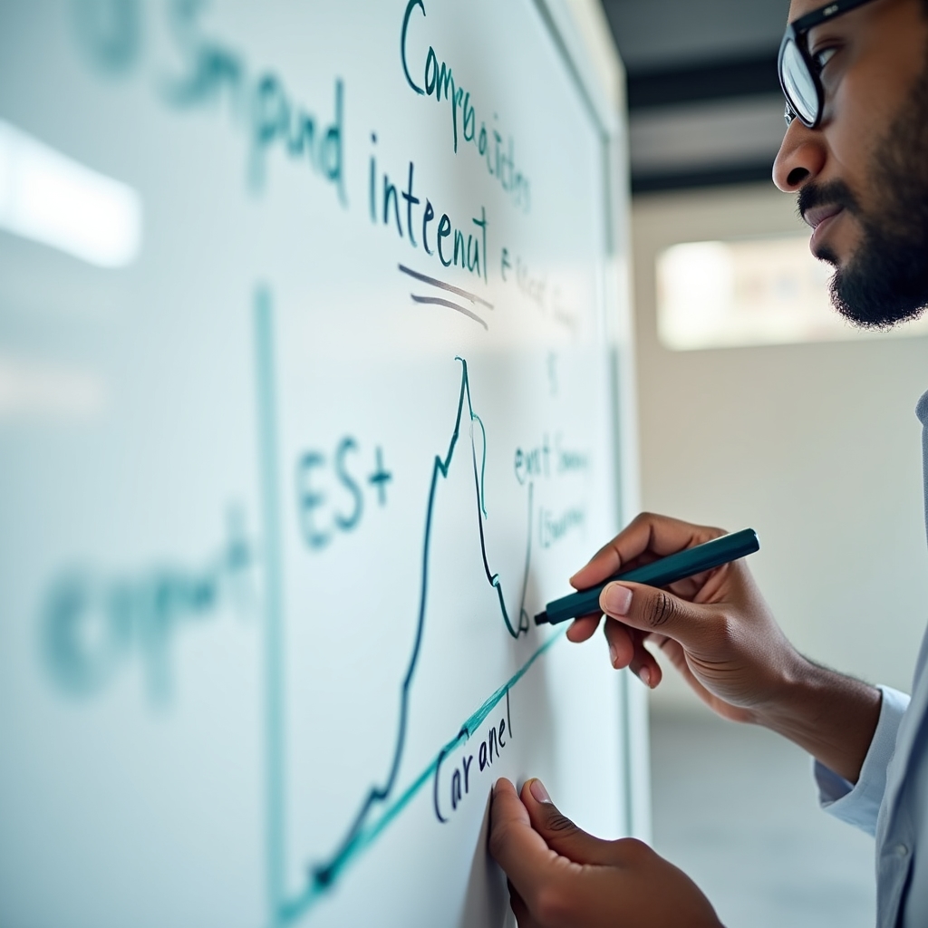 Spiegazione visiva dell'interesse composto con grafici educativi